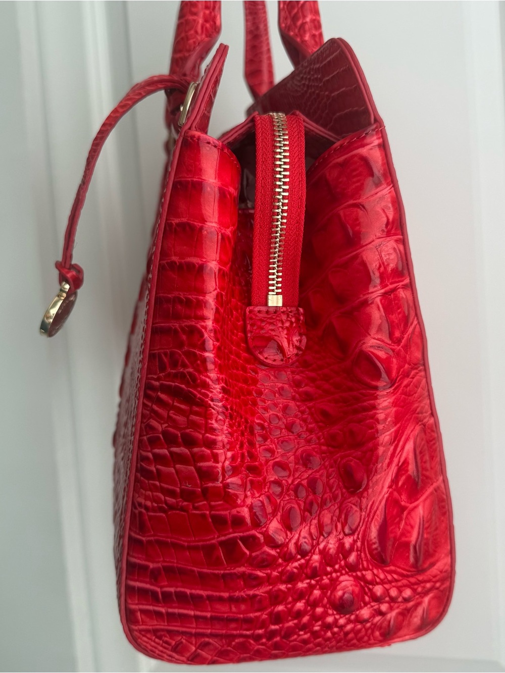 Brahmin Small Finley Satchel Sriracha Red Melbourne Leather - Picture 6 of 9